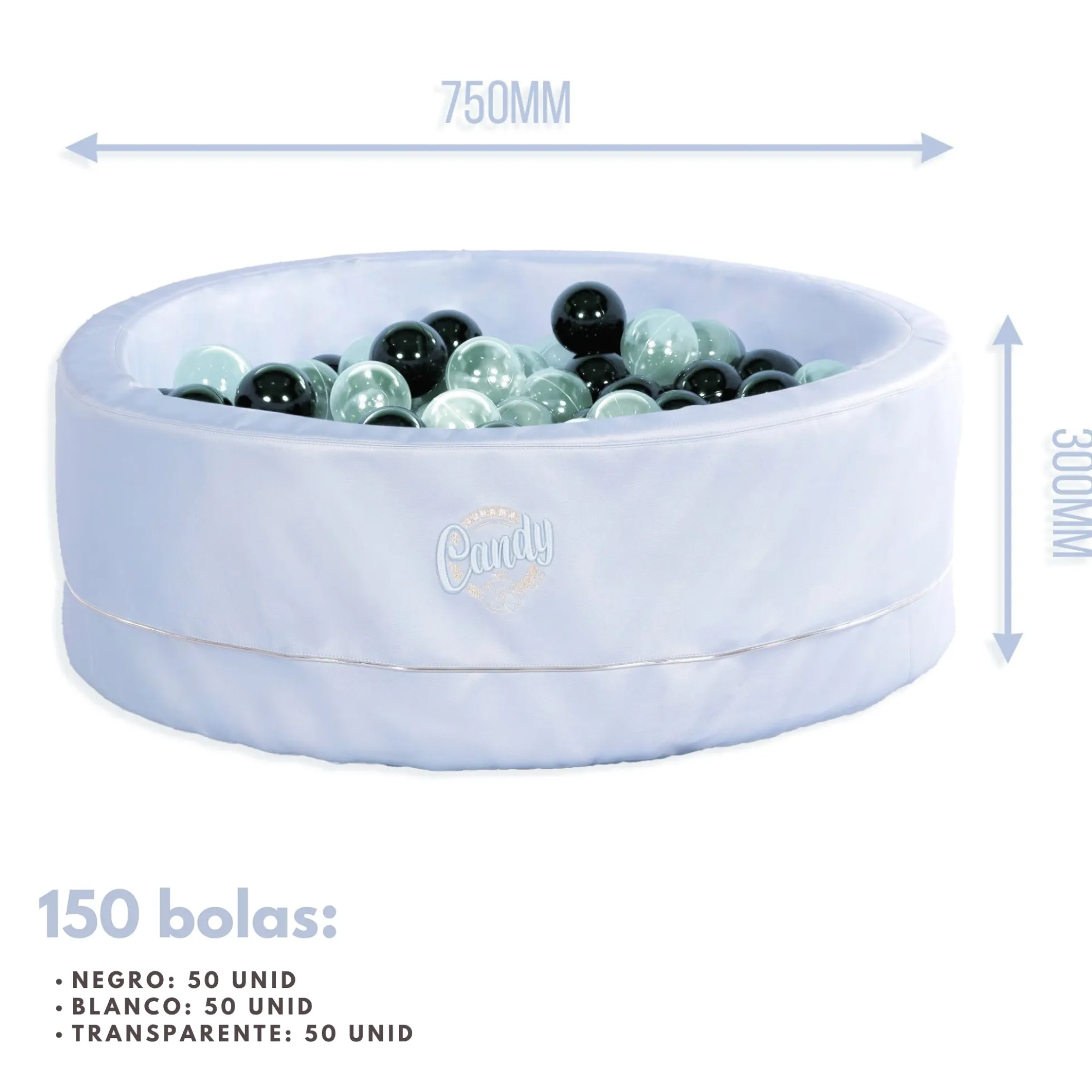 Piscina De Bolas Polipiel Candy Azul Claro