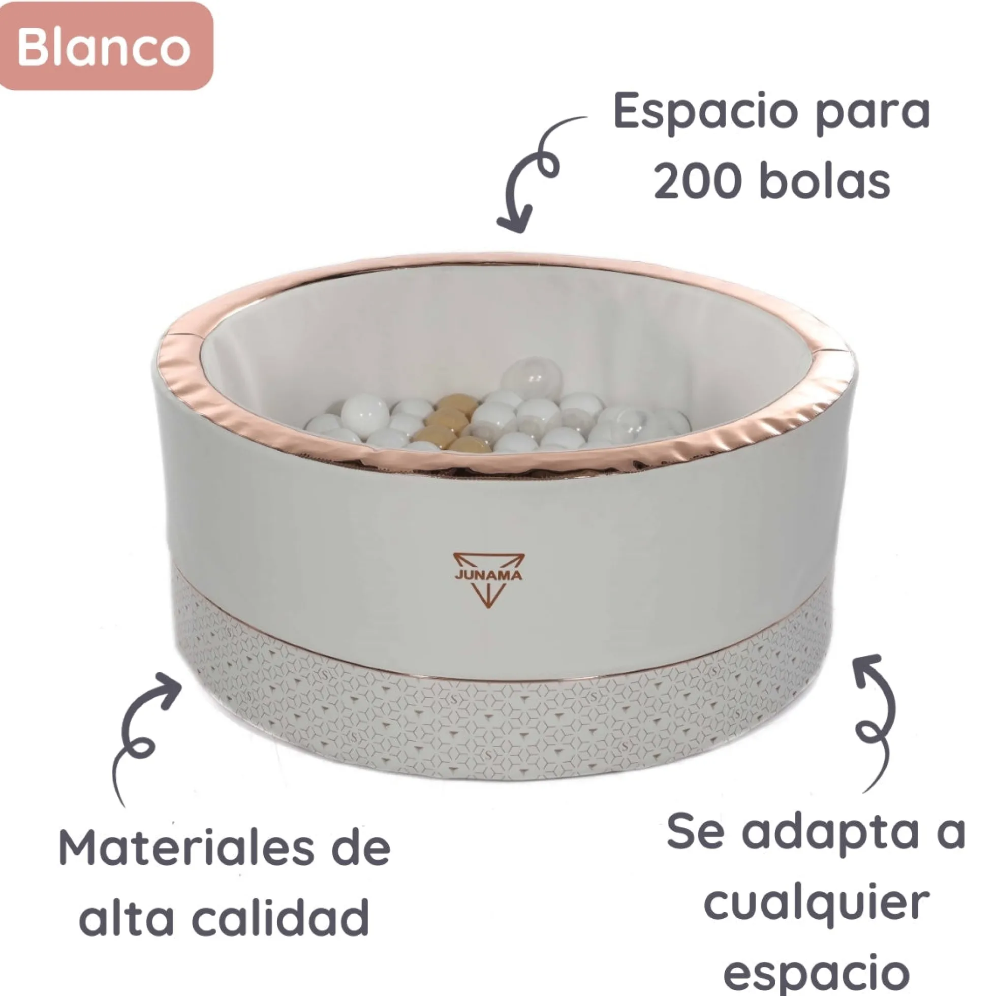 Piscina De Bolas Polipiel Con 200 Pelotas_blanco