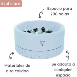 Piscina De Bolas Polipiel Con 200 Pelotas_azul Claro