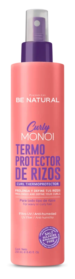 Placenta Life Be Natural Curly Monoi Termoprotector De Rizos Frasco 250ml