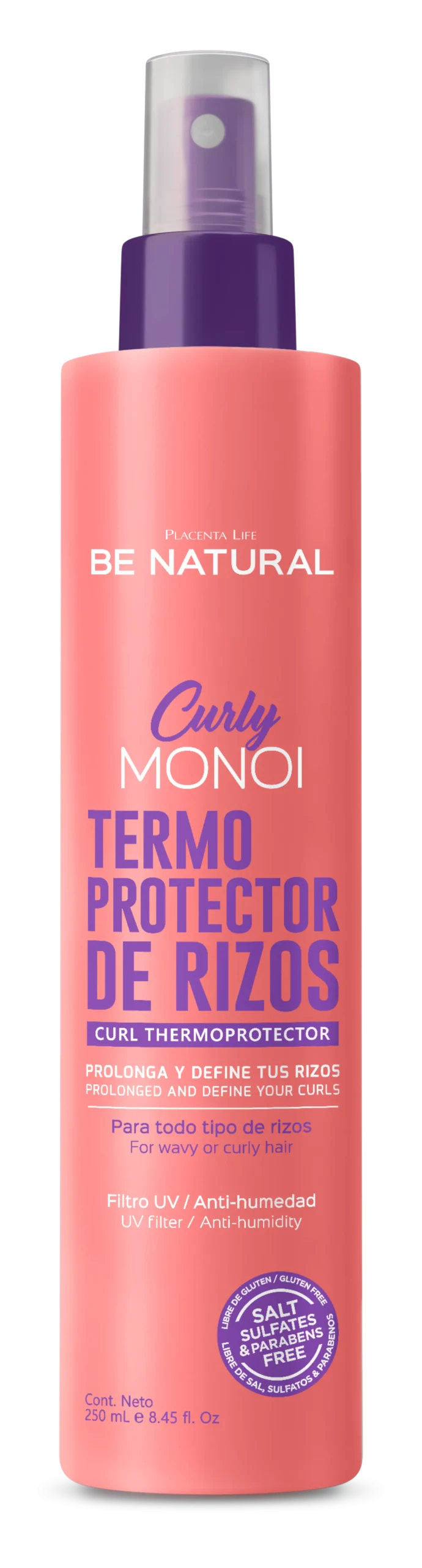 Placenta Life Be Natural Curly Monoi Termoprotector De Rizos Frasco 250ml