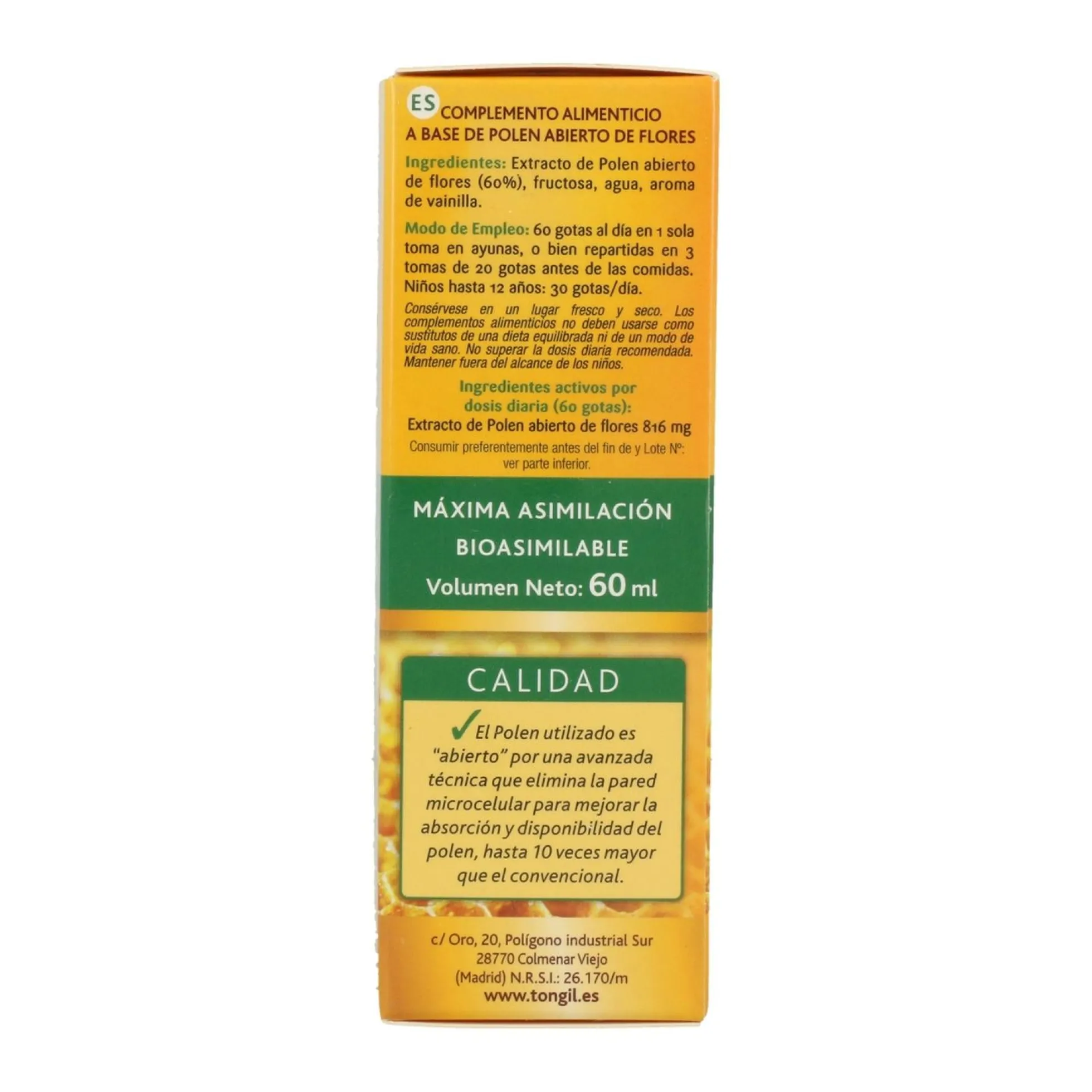 Polen abierto Apicol Tongil 60 ml