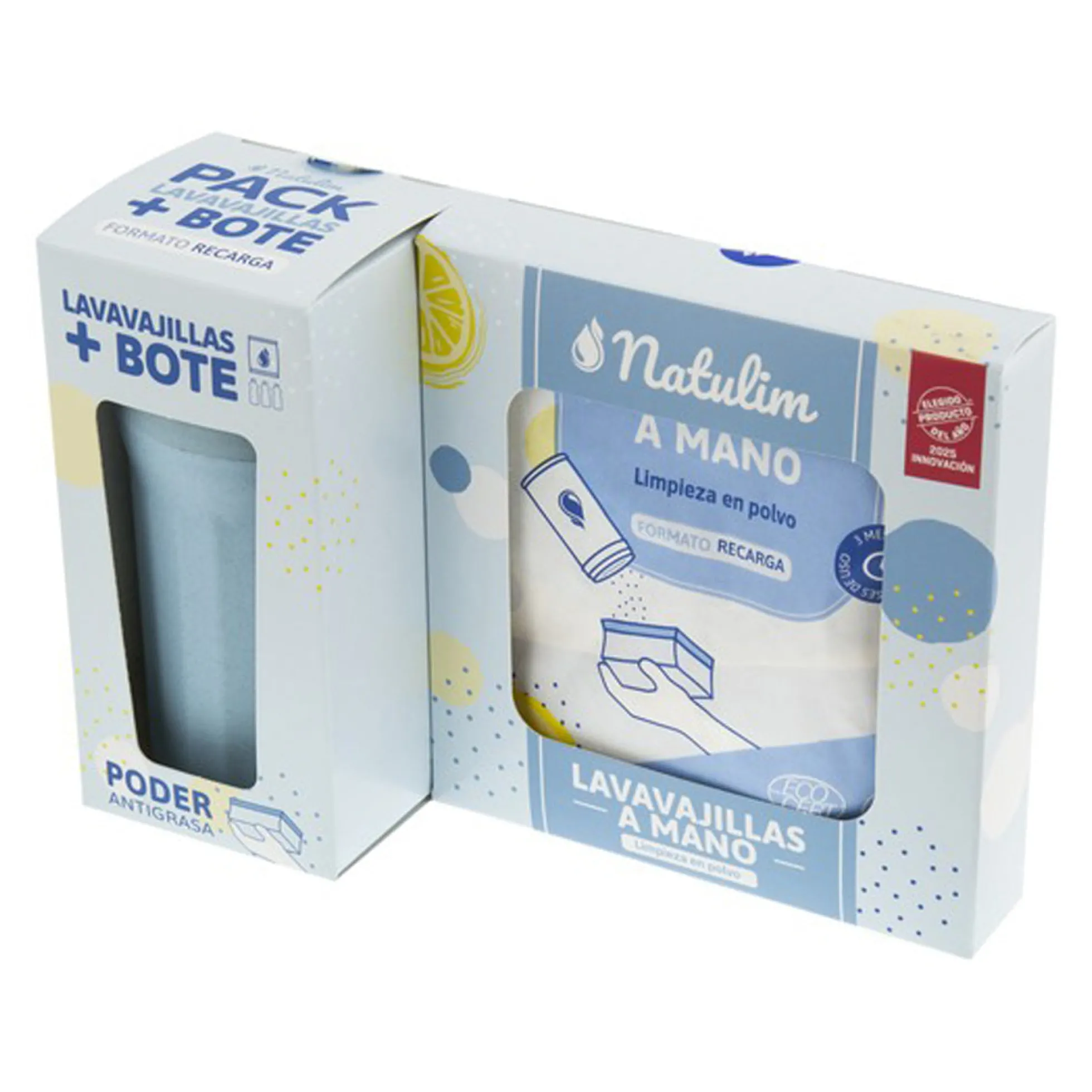 Polvo Lavavajillas a mano Pack (bote + refill) limón Natulim