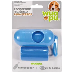 Portarollos Dispensador Azul De Bolsas Higiénicas Recoge Excrementos De Perro Wuapu Con 30 Bolsas