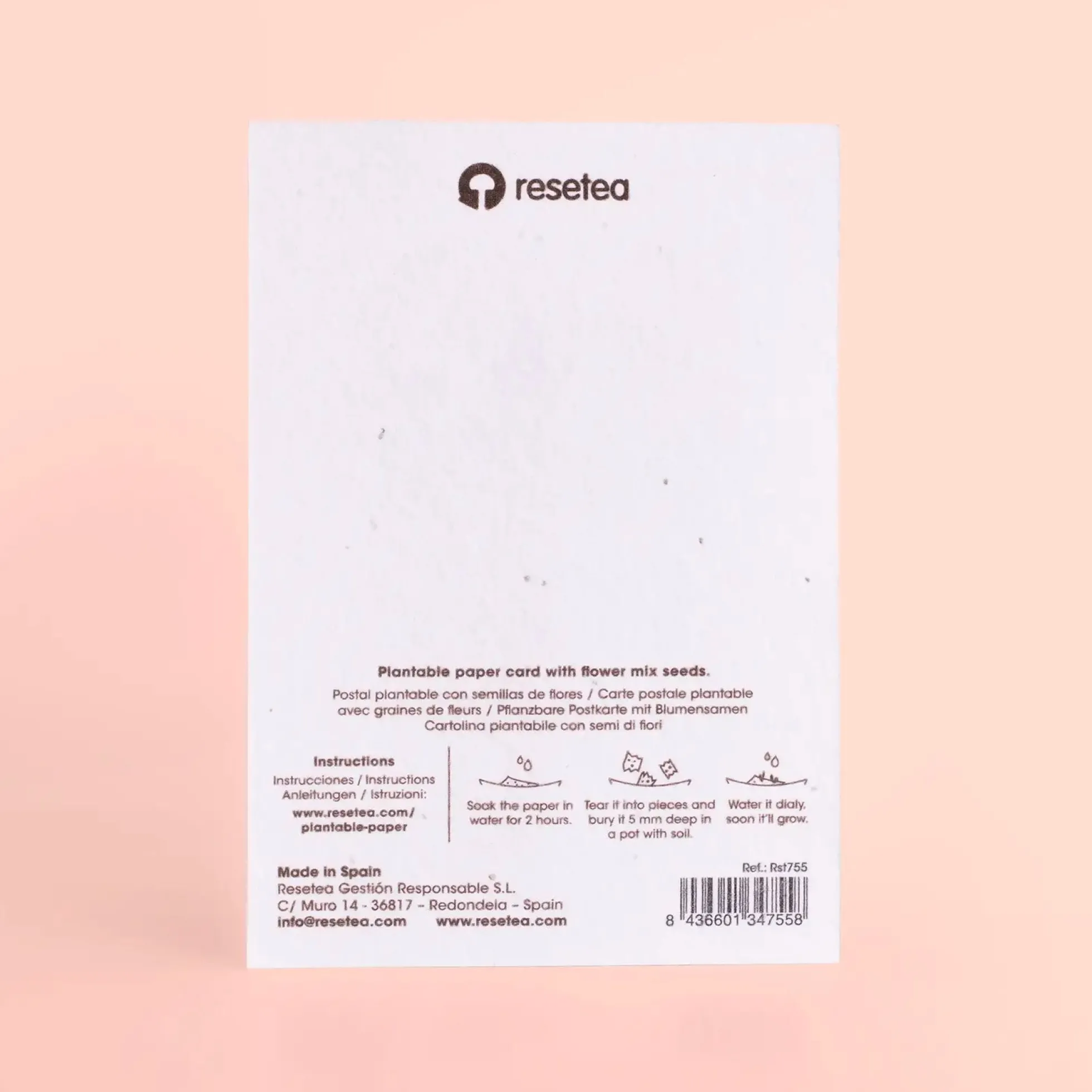 Postal Plantable Dolce Vita Semillas de Flores | Papel de Algodón Reciclado | Regalo Original - Resetea