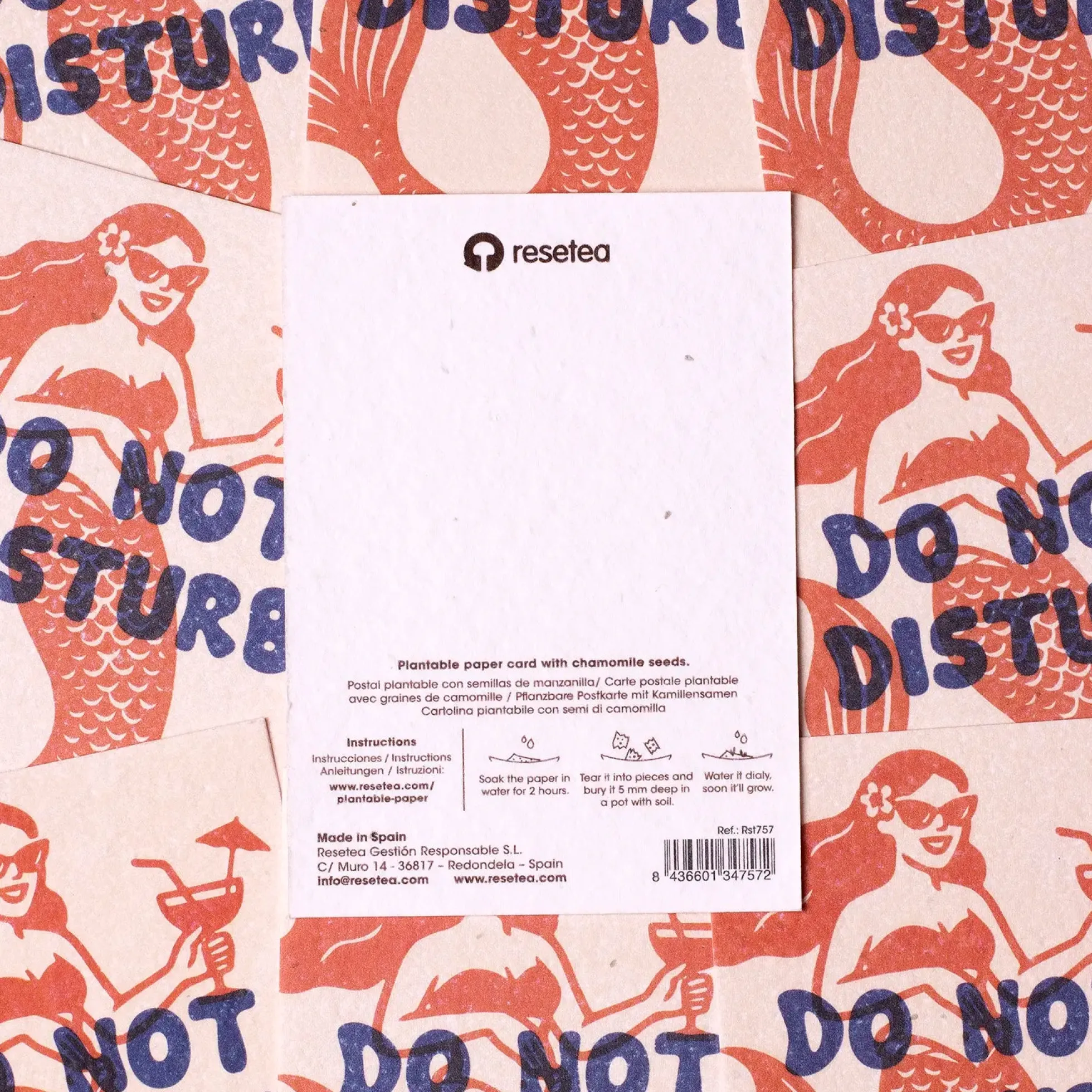 Postal Plantable Do Not Disturb Semillas de Manzanilla | Papel de Algodón Reciclado | Regalo Original - Resetea