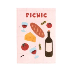 Postal Plantable Picnic Semillas de Flores | Papel de Algodón Reciclado | Regalo Original - Resetea