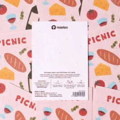 Postal Plantable Picnic Semillas de Flores | Papel de Algodón Reciclado | Regalo Original - Resetea