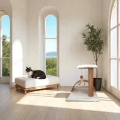 Poste Interactivo Para Gatos Estela Con Superficie De Corcho Natural Y Diseño Desmontable Althea Living 45x42x43cm