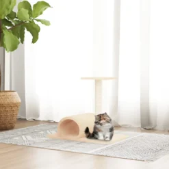 Poste Rascador Para Gatos Con Túnel Crema 60x34,5x50 Cm