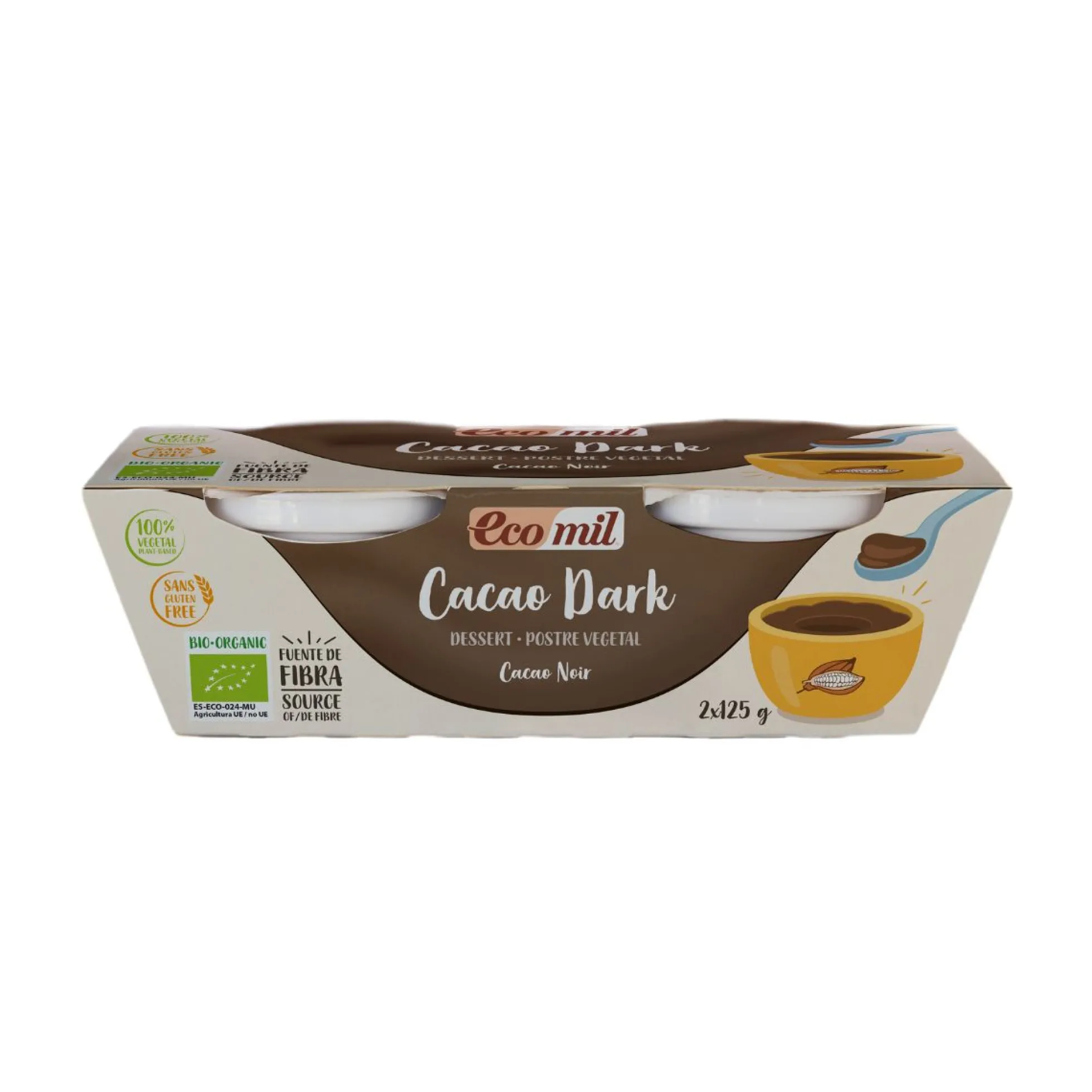 Postre Cacao Dark Bio Ecomil 2 uds de 125 g