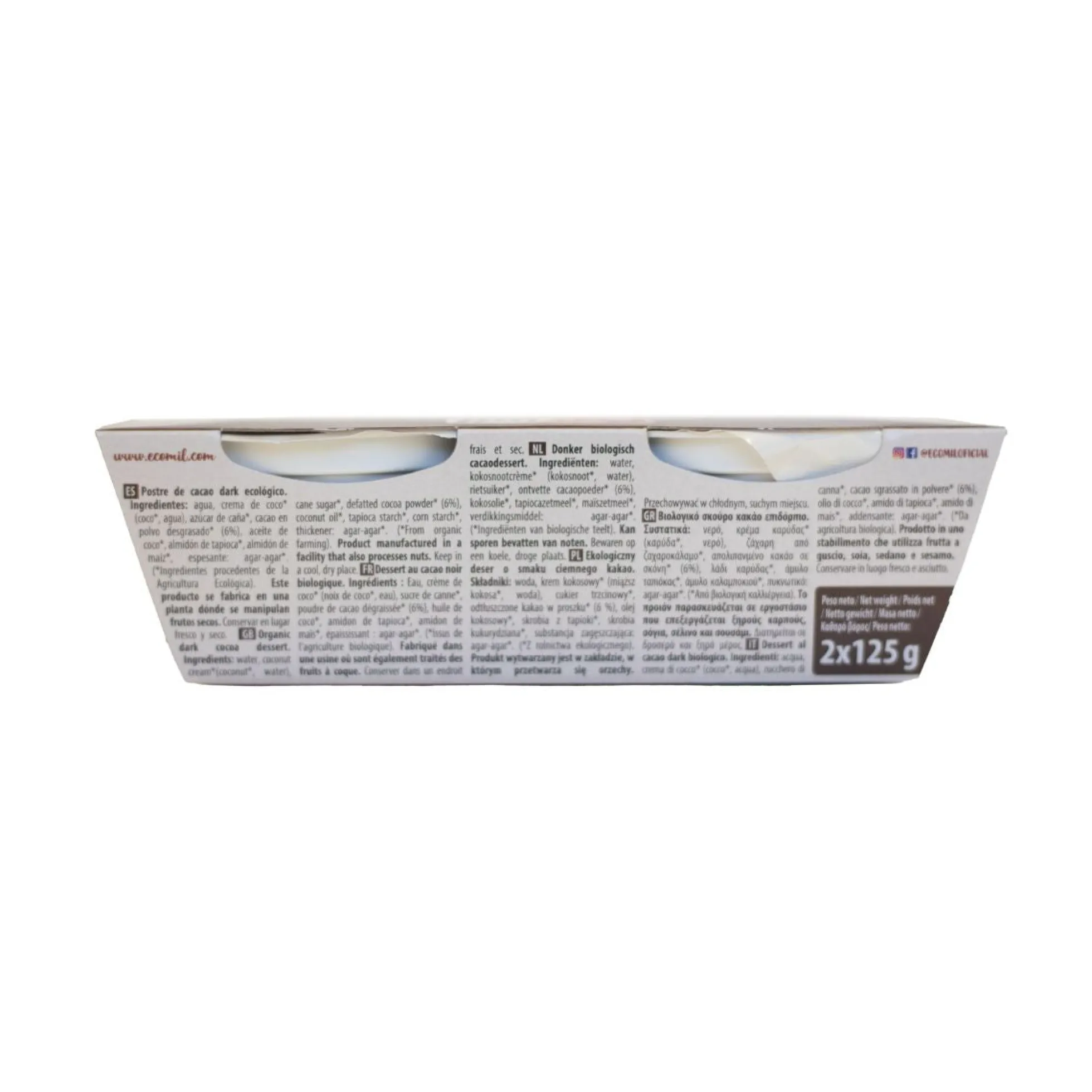 Postre Cacao Dark Bio Ecomil 2 uds de 125 g