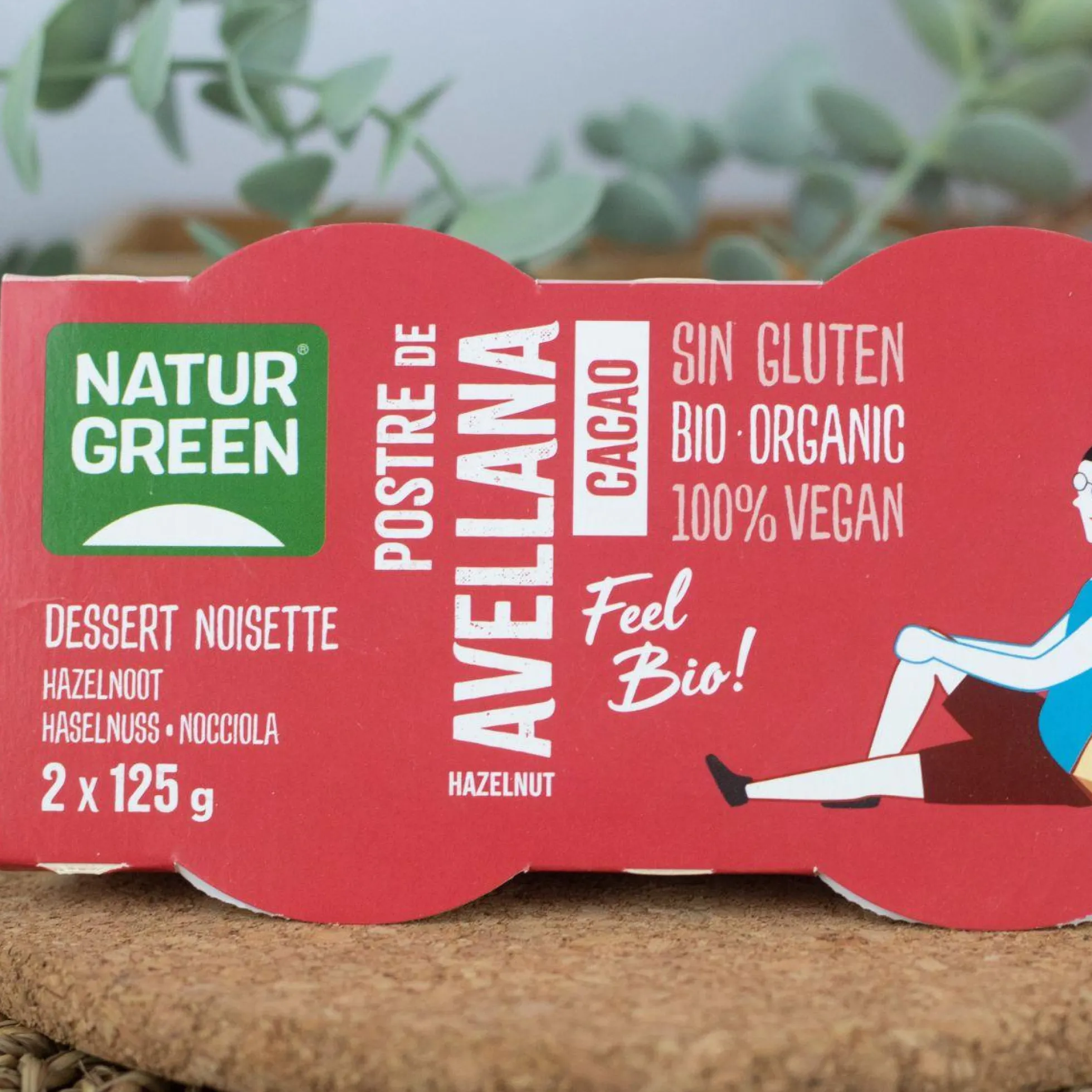 Postre de Avellanas Cacao NaturGreen, 2 X 125 g