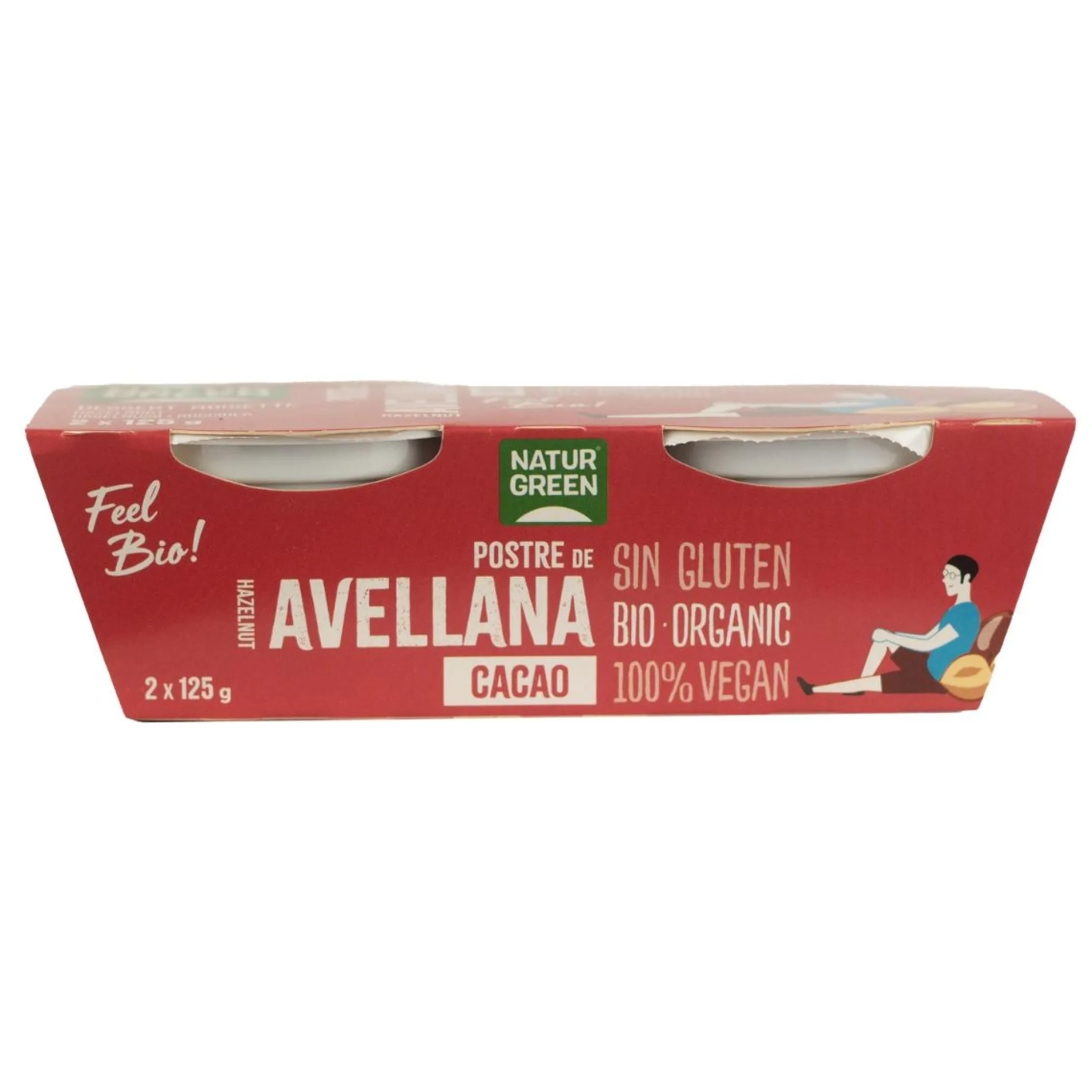 Postre de Avellanas Cacao NaturGreen, 2 X 125 g