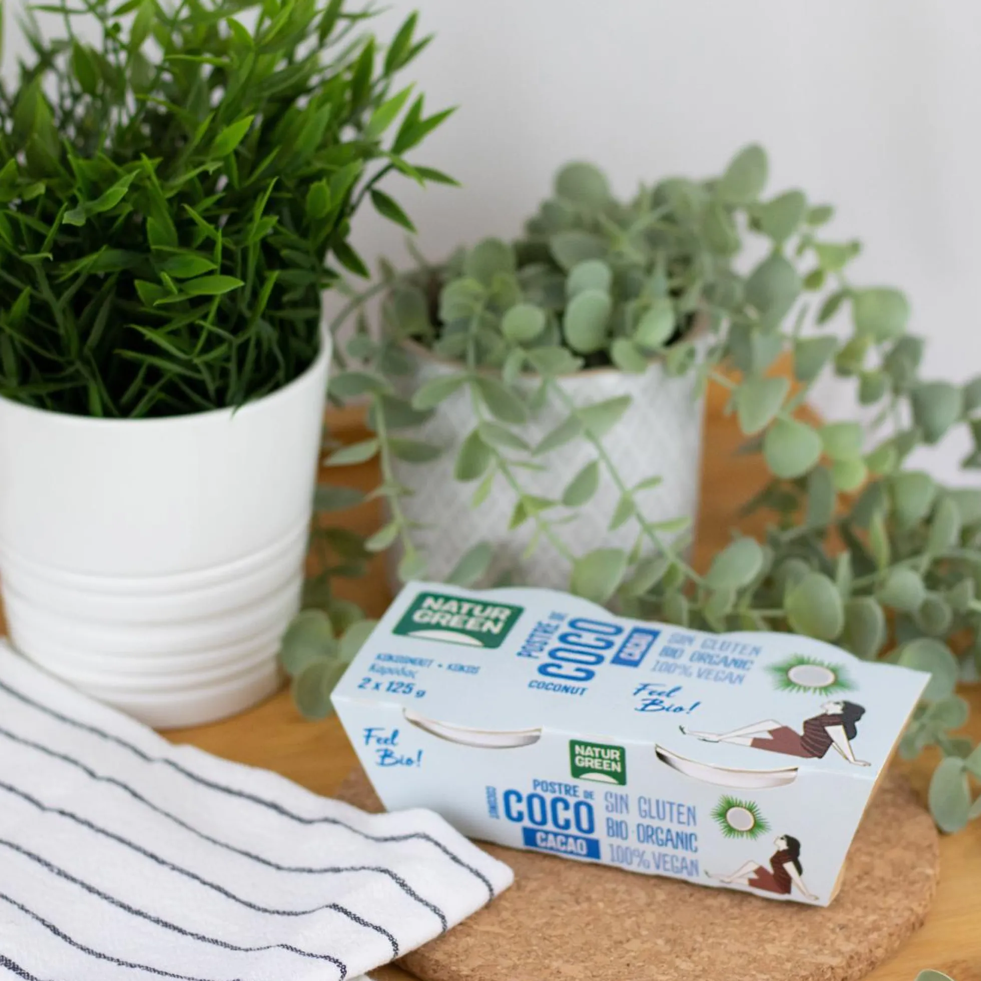 Postre de Coco Cacao Naturgreen, 2 X 125 g