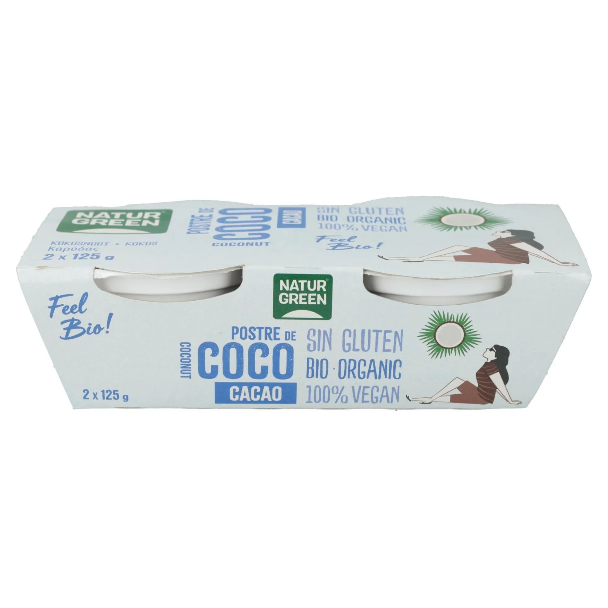 Postre de Coco Cacao Naturgreen, 2 X 125 g