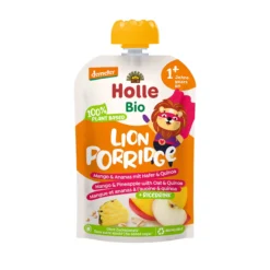 Pouch Lion Porridge con Mango, Piña, Avena y Quinoa Demeter a partir 12 meses Holle 110g