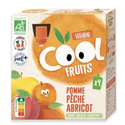Pouch Manzana, Melocotón y Albaricoque Bio Cool Fruit Vitabio 4 uds 90 g