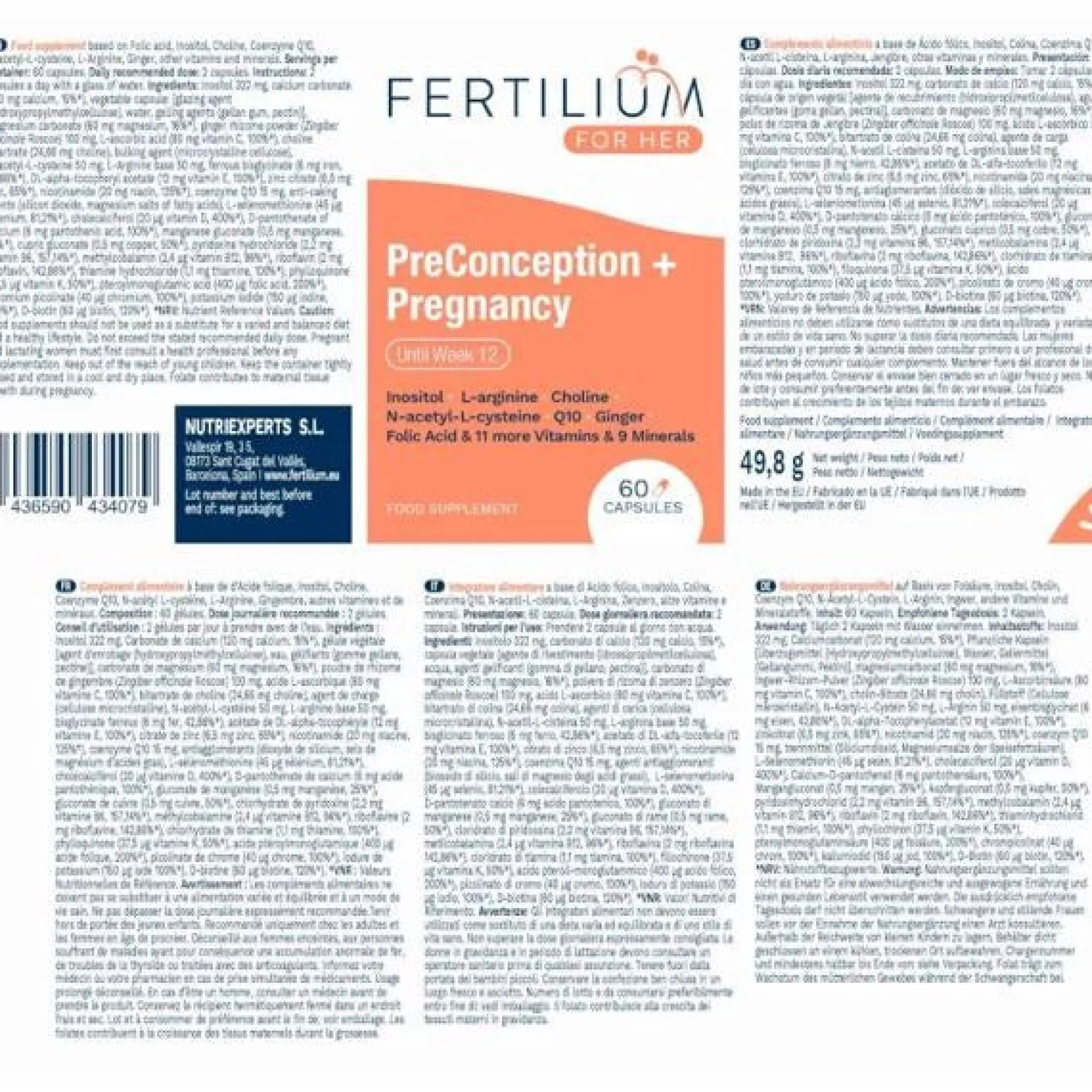 Preconcepción y Embarazo Fertilium 60 cápsulas