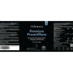 Premium Proactiflora, 30 Cepas | 80 mil millones de UFC + Butirato, Inulina y Zinc Zenement, 120 comprimidos