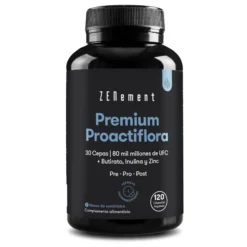 Premium Proactiflora, 30 Cepas | 80 mil millones de UFC + Butirato, Inulina y Zinc Zenement, 120 comprimidos