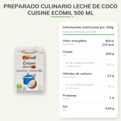 Preparado culinario Leche de Coco Cuisine Ecomil 500 ml