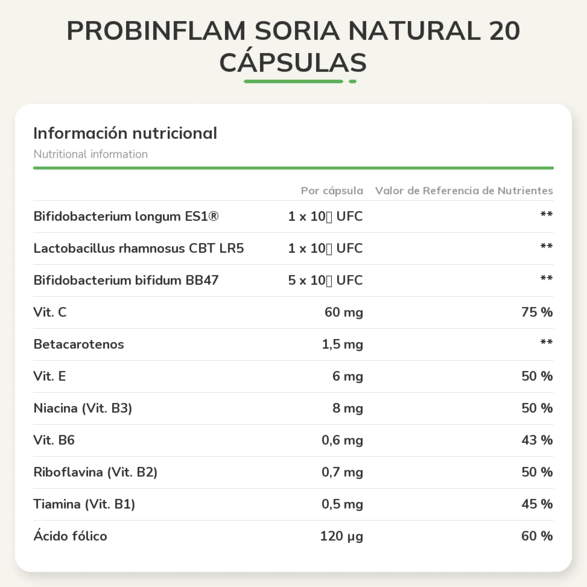 Probinflam Soria Natural 20 cápsulas