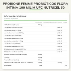 Probione Femme Probióticos Flora Íntima 100 mil M UFC Nutricel 60 cápsulas