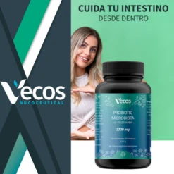 Probiotic Microflora Y Glutamina Vecos 60 Cápsulas | Revestimiento Intestinal | Glutamina 1200 Mg