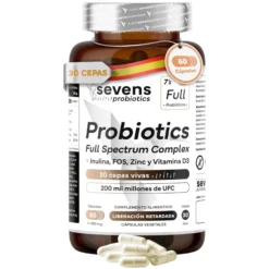 Probiótico Full Spectrum Complex con Inulina FOS Zinc y Vitamina D3 Sevens Nutrition 60 cápsulas