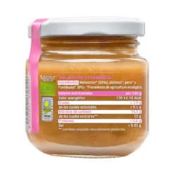 PROMO 3x Tarrito de Frambuesa y Melocotón Ecológico Smileat, 130g