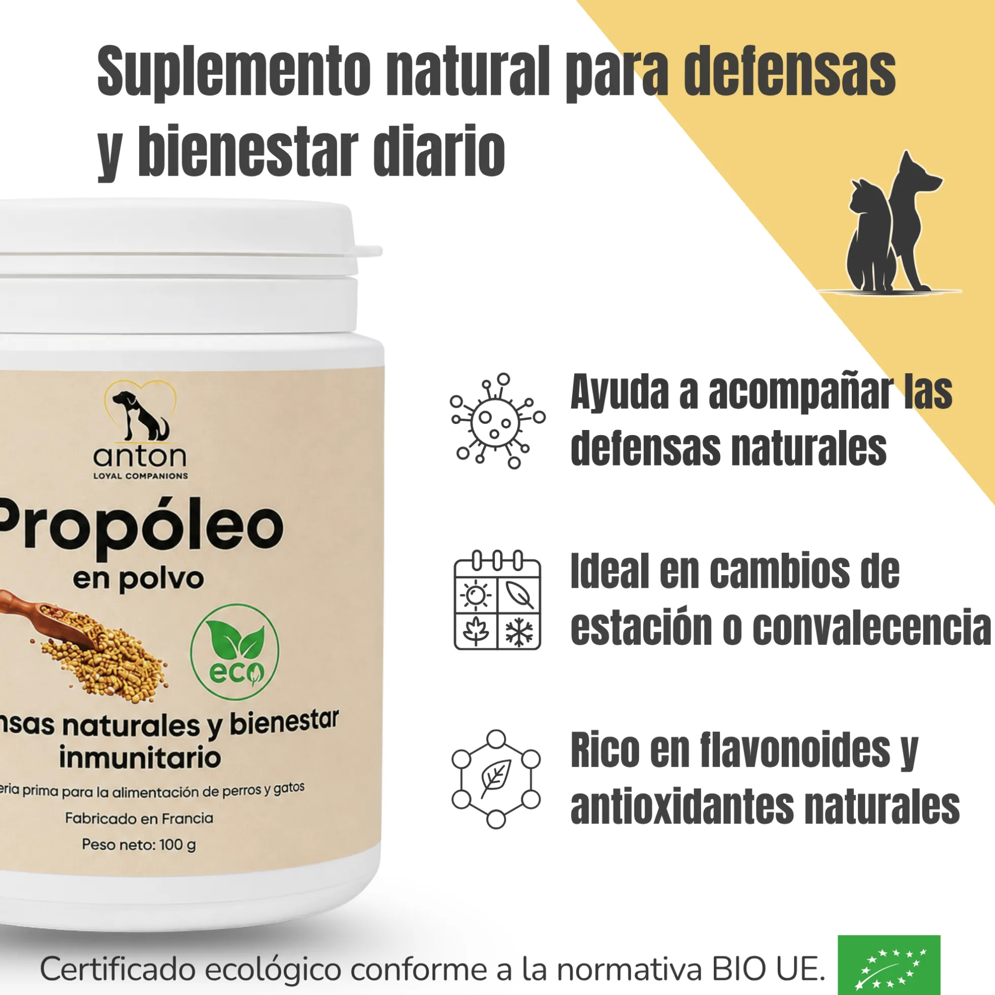 Propóleo ECO para perros y gatos – Defensas naturales – 100 g