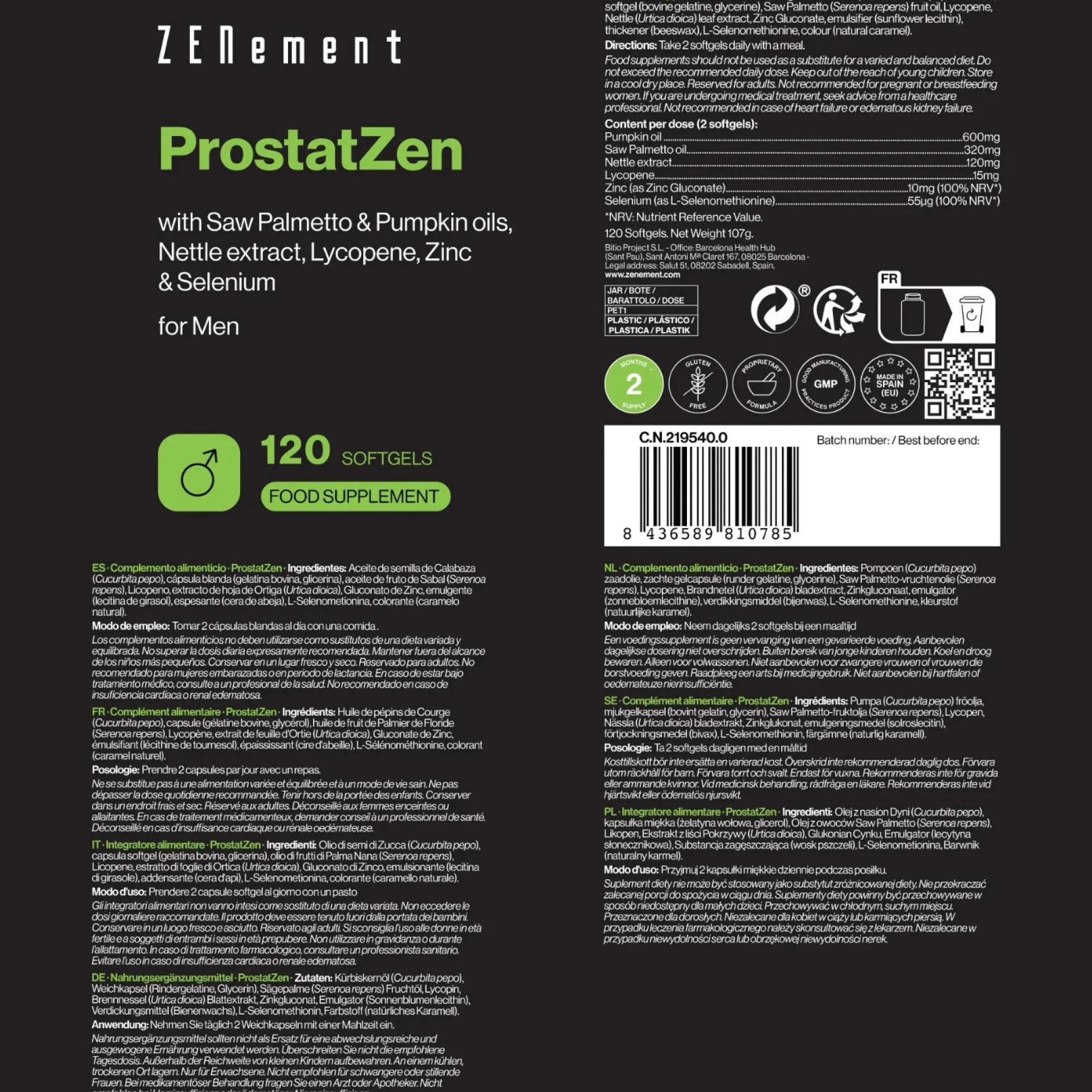 ProstatZen Zenement 120 Cápsulas blandas