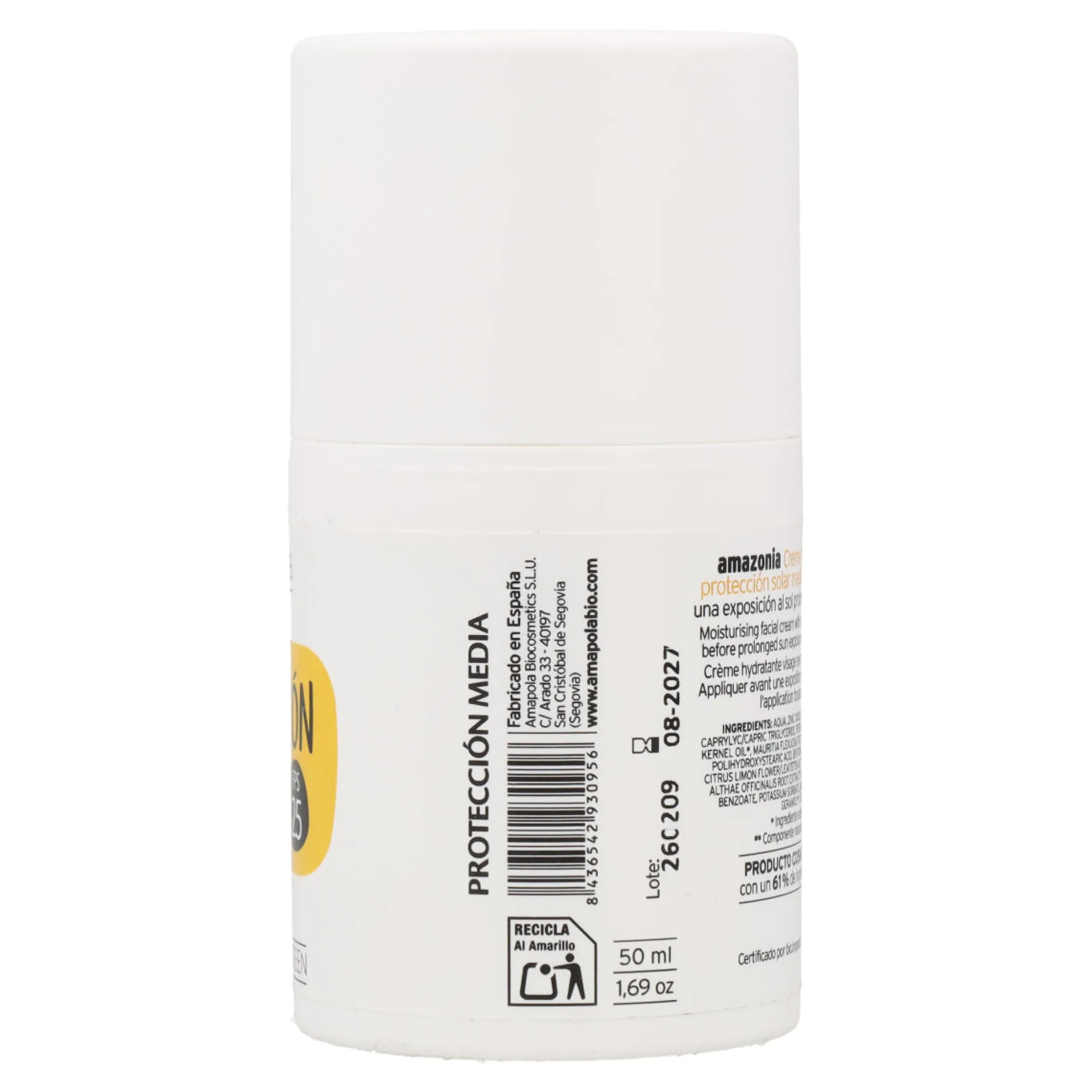 Protector solar facial SPF 25 Amazonia Amapola 50ml