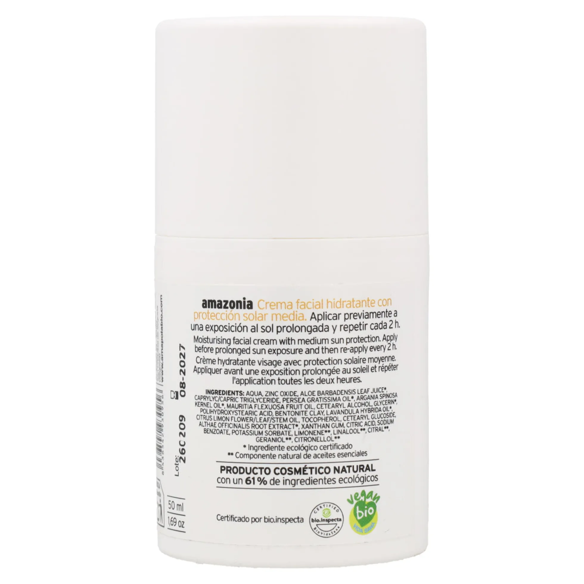 Protector solar facial SPF 25 Amazonia Amapola 50ml