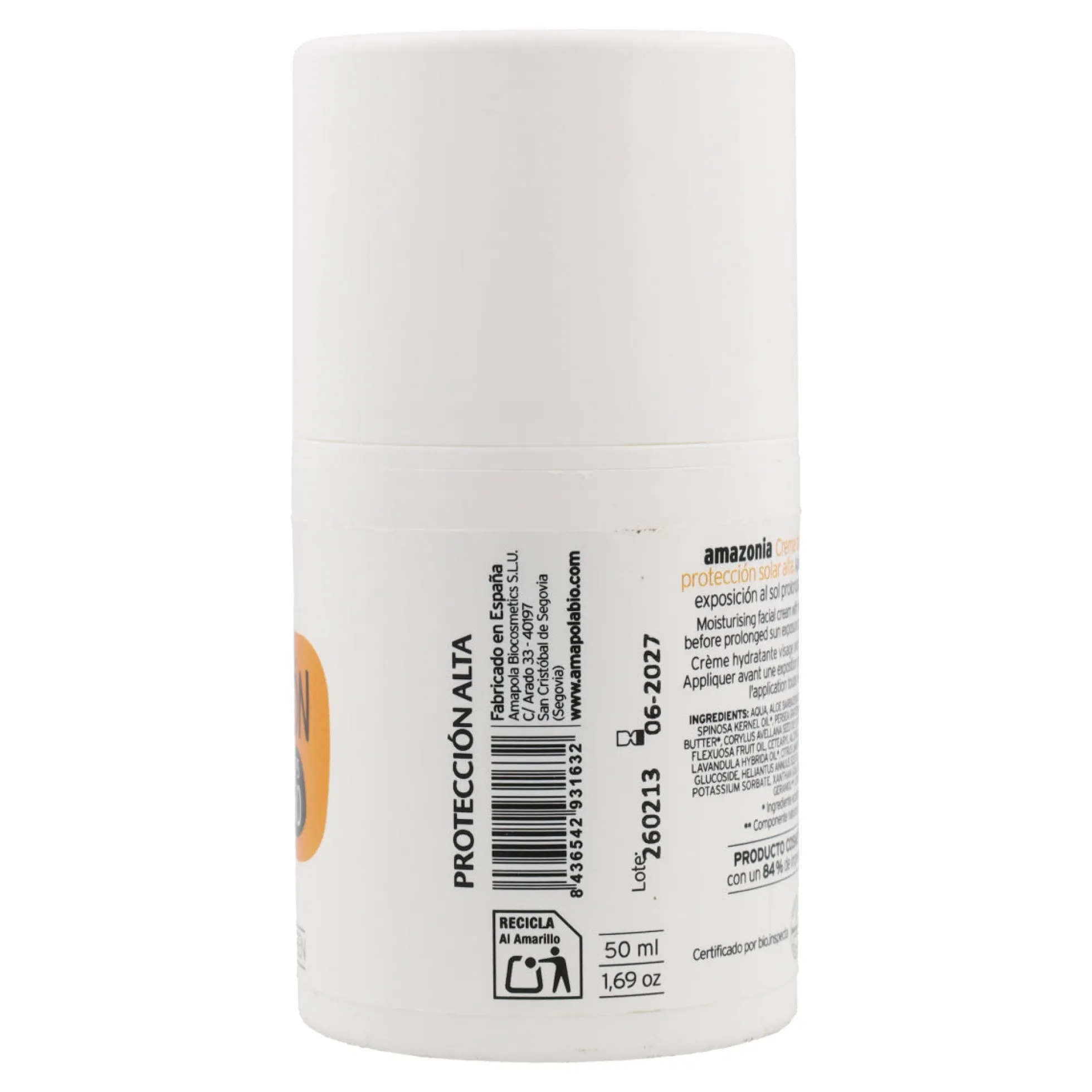 Protector solar facial SPF 50 Amazonia Amapola 50ml