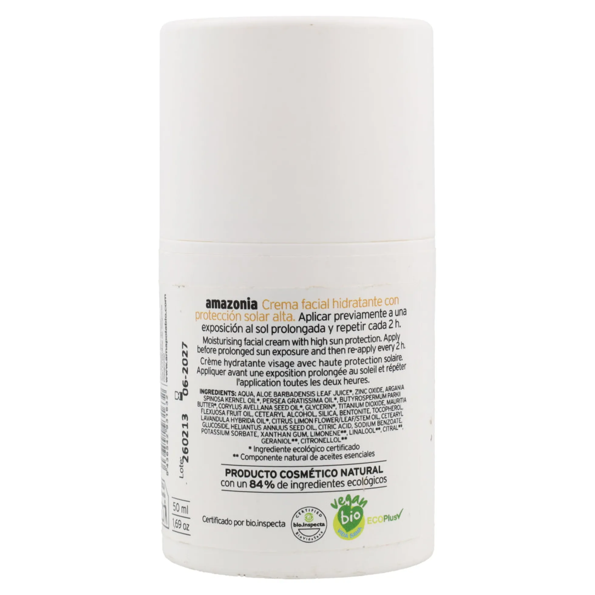 Protector solar facial SPF 50 Amazonia Amapola 50ml