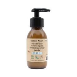Protector solar mineral líquido SPF50 con aceite de karanja Vainilla Comme Avant 105 ml
