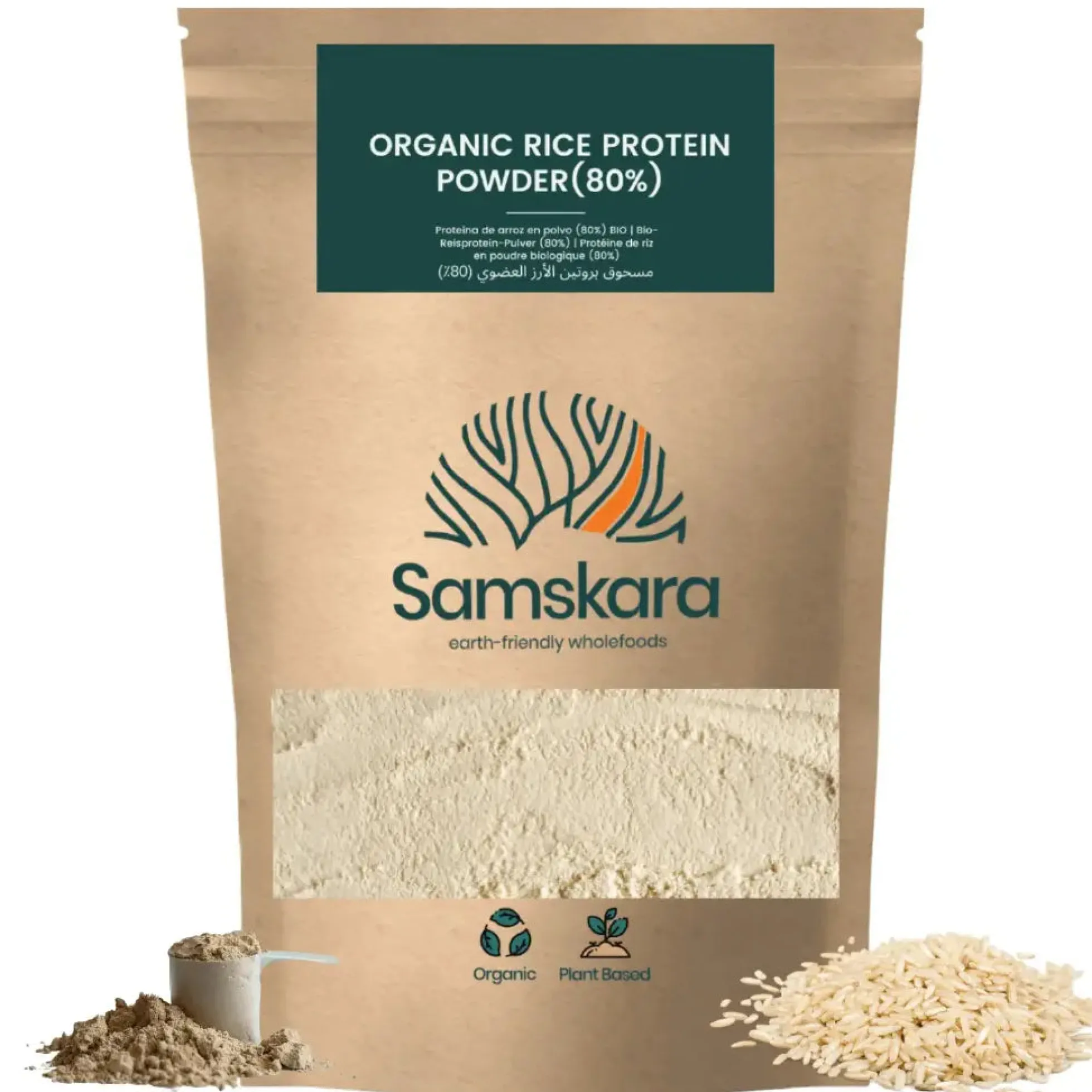 Proteína De Arroz fermentado BIO - 500g | Proteína Vegetal En Polvo Vegana Para Batidos Y Repostería Samskara