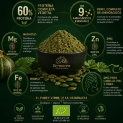 Proteína De Calabaza Bio - 500g | Proteína Vegetal Ecológica Vegana Para Batidos Y Repostería, Sin Azúcares Añadidos