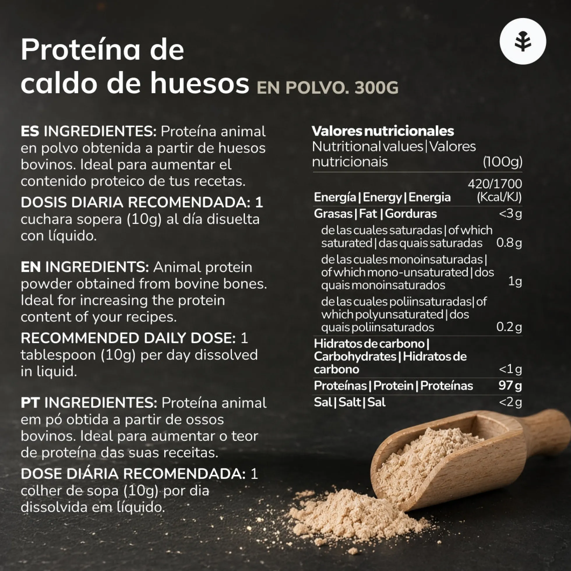 Proteína de caldo de huesos en polvo Planeta Huerto 300 g