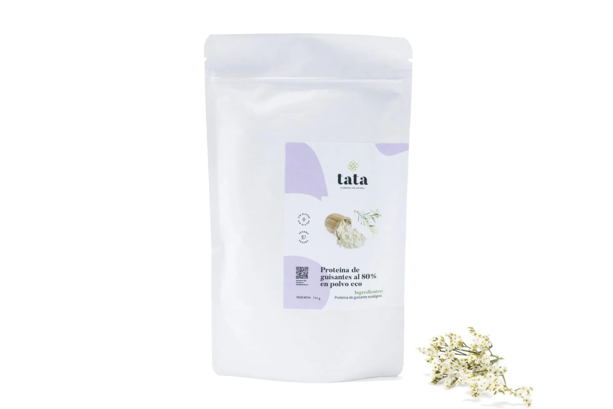 Proteína de guisante en polvo ecológica 80%, proteína vegetal vegana para batidos 150 g