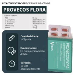 Provecos Flora Vecos 15 Cápsulas | Regenera Flora Intestinal | 3 Cepas + Fos