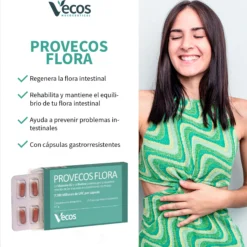 Provecos Flora Vecos 15 Cápsulas | Regenera Flora Intestinal | 3 Cepas + Fos