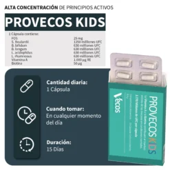 Provecos Kids 15 Cápsulas | Salud Intestinal Y Digestiva | Con 6 Cepas Probióticas Y Vitamina A