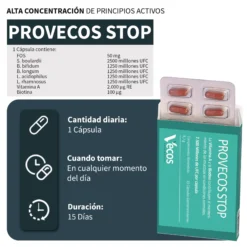 Provecos Stop Vecos 15 Cápsulas | Flora Vaginal Y Bienestar Íntimo | 25.000 Millones Ufc + Fos