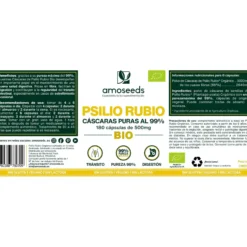 Psilio Rubio Bio, Cáscaras Puras Al 99% | 180 Cápsulas