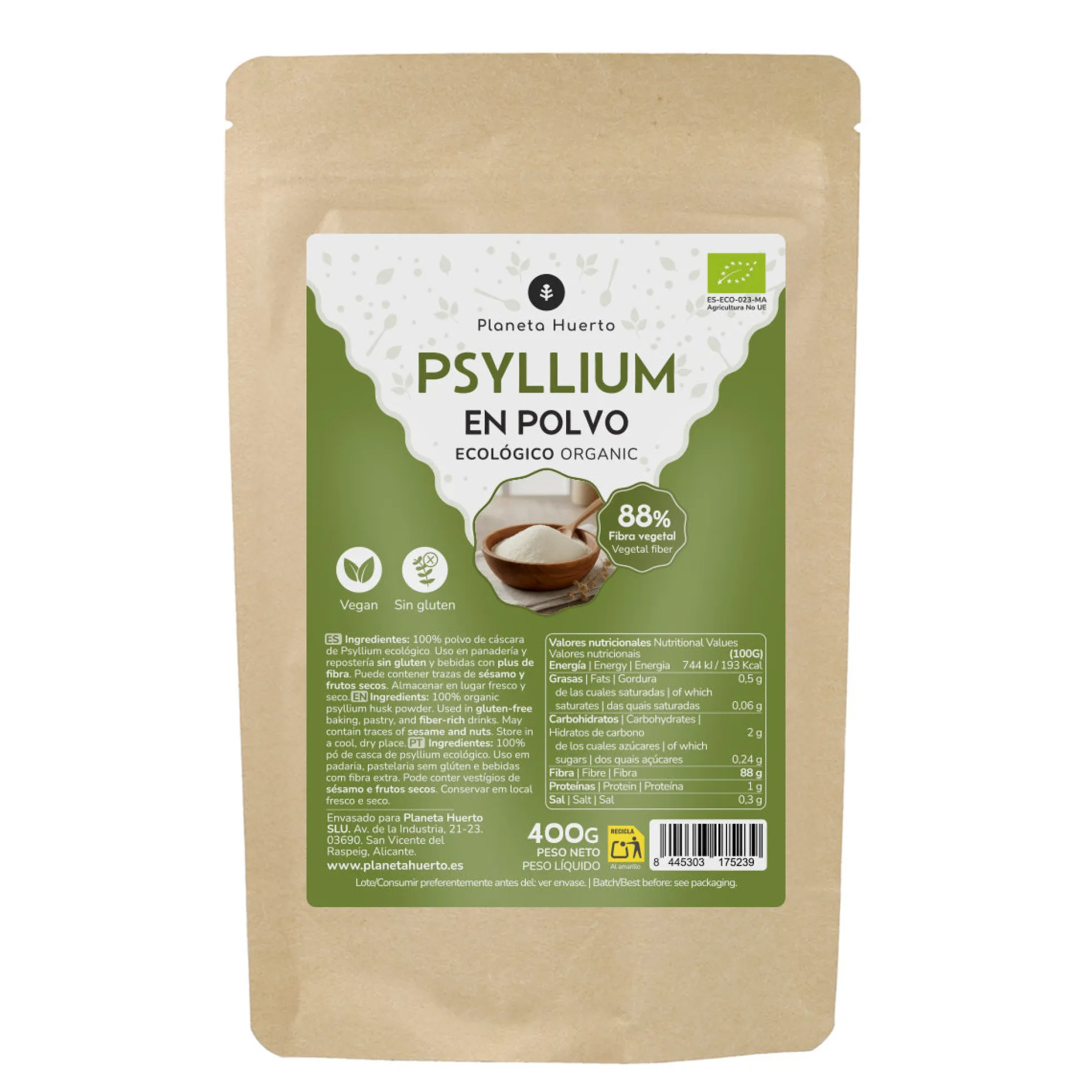 Psyllium en polvo Eco Planeta Huerto 400 g