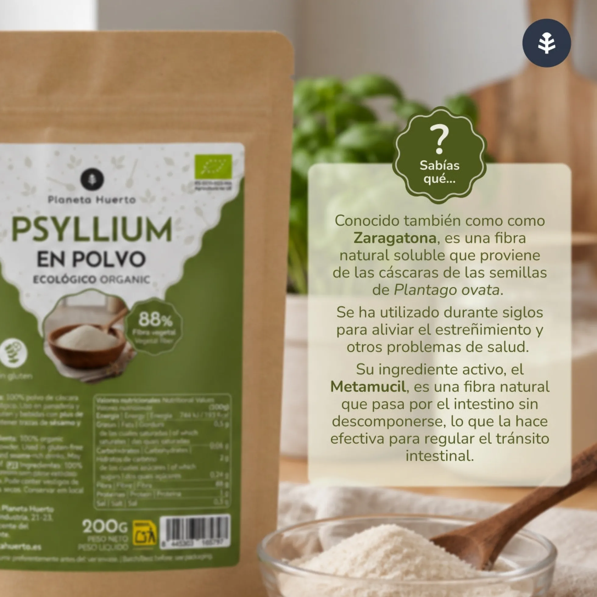 Psyllium en polvo Eco Planeta Huerto 400 g