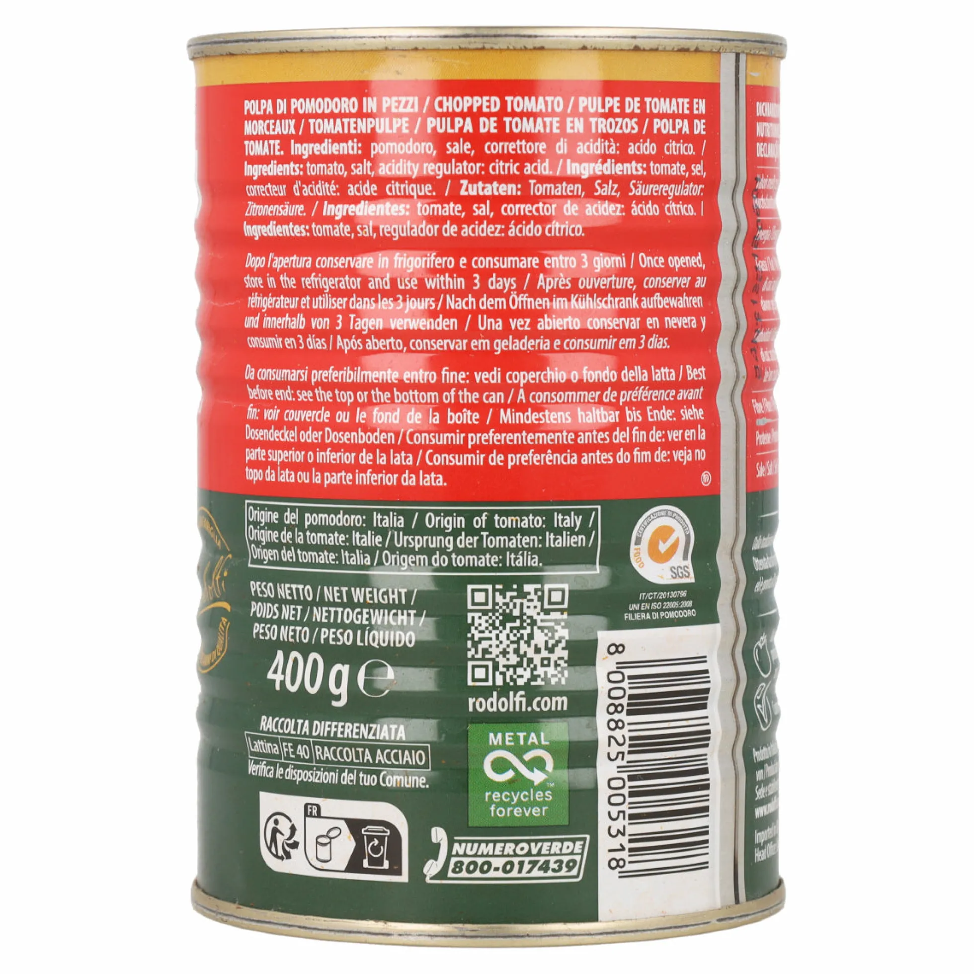 Pulpa de Tomate en Trozos Rodolfi 400g
